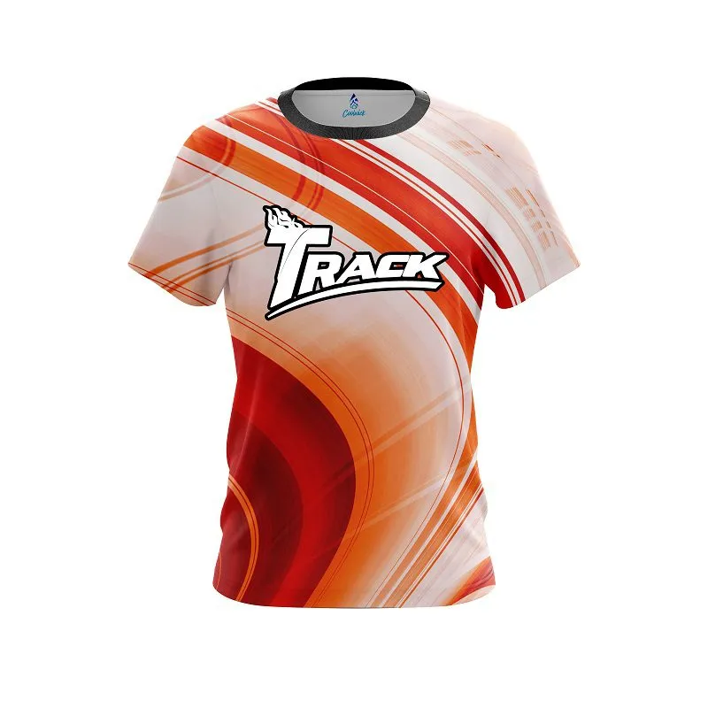 Track Curvy Orange Pattern CoolWick Bowling Jersey